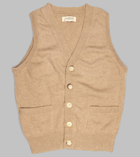 Bryceland's Camelhair Sleeveless Cardigan Natural